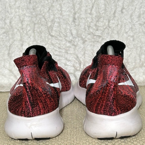 Nike Free RN Flyknit Womens Red Black Knit Running Sneakers Shoes Size US 8.5 - Picture 4 of 11